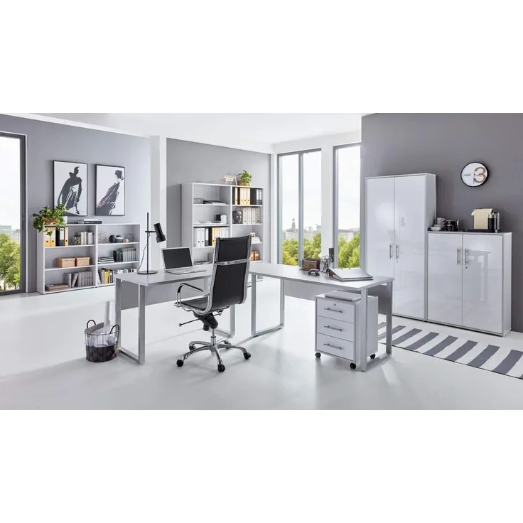 BMG Möbel Büromöbel-Set Office Edition 6, (Komplett-Set, 8-tlg), mit Winkelschreibtisch und abschließbaren Aktenschränken