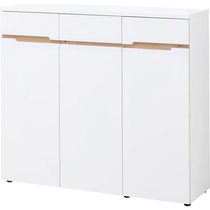 XORA 'MEMPHIS' Schuhkommode XL breit, Holznachbildung Weiß, 120 x 107 x 38 cm, mit Softclose – Bild 1