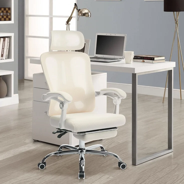 Ergonomischer Bürostuhl, Schreibtischstuhl Mit Hoher Rückenlehne Aus Netzgewebe, Ausziehbarer Fußstütze, Lendenwirbelstütze Und Verstellbarer Kopfstütze, 360° Drehbarer Gaming-Stuhl Für Das Homeoffice