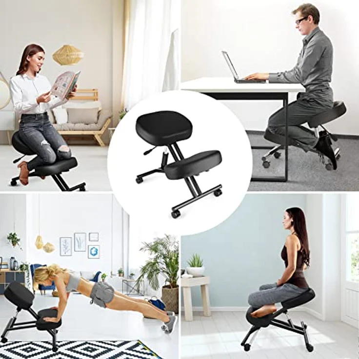 Kniehocker Ergonomisch, höhenverstellbarer Kniestuhl mit dicken Schaumstoffkissen für Heim und Büro, Neue verbesserte Luftpumpe – Bild 8