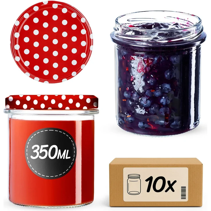 KADAX 10x Glas 350 ml für Marmelade, Honig, Fleischkapseln Fi82 – Bild 1