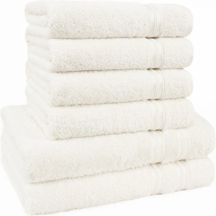 Hammetex 6 teiliges Handtuch Set, 100% Baumwolle Weich Saugstark Qualität Handtücher Set, 2 Badetücher 70x140 cm, 4 Handtücher 50x100 cm, Creme – Bild 1