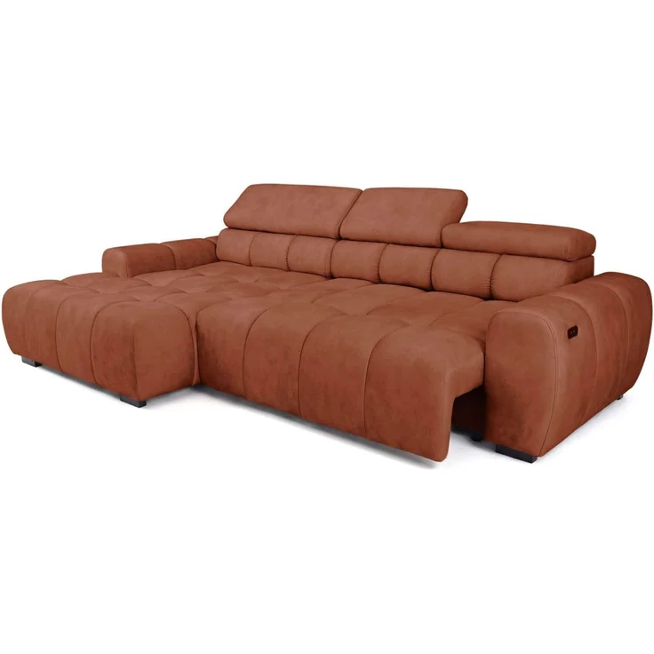 Ecksofa Schlafsofa VELUNIO RELAX in Stoff Salvador Rostbraun Ottomane Links – Bild 3