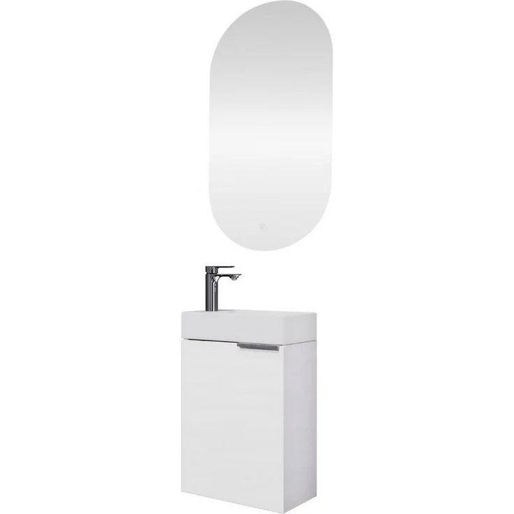 Planetmöbel Badmöbel-Set Badmöbel-Set 40cm mit Spiegel, (Waschbecken mit Unterschrank, 3-St, Spiegel mit Beleuchtung) – Bild 5