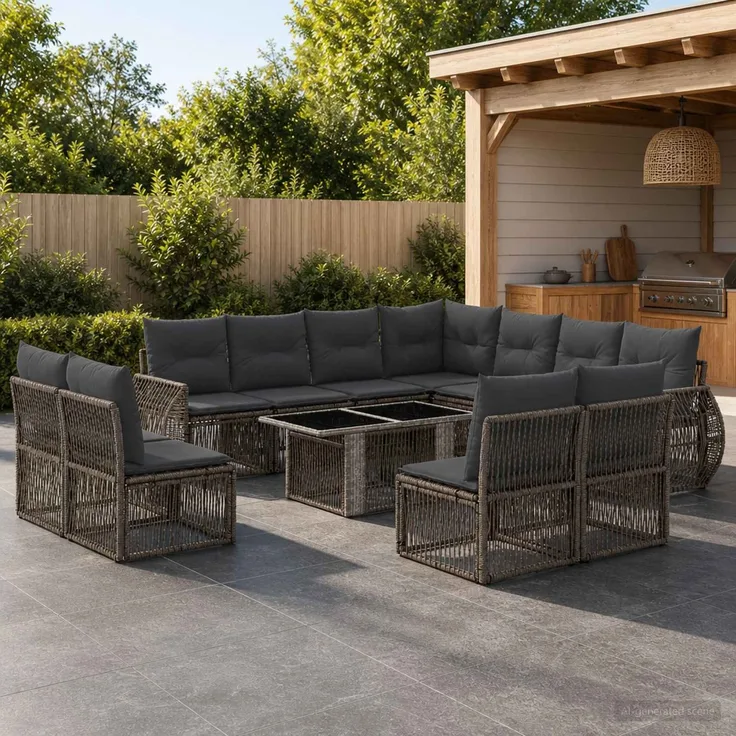 vidaXL Gartensofa-set 12 stk. Grau und Dunkelgrau 100 x 55 x 73 cm 3436961