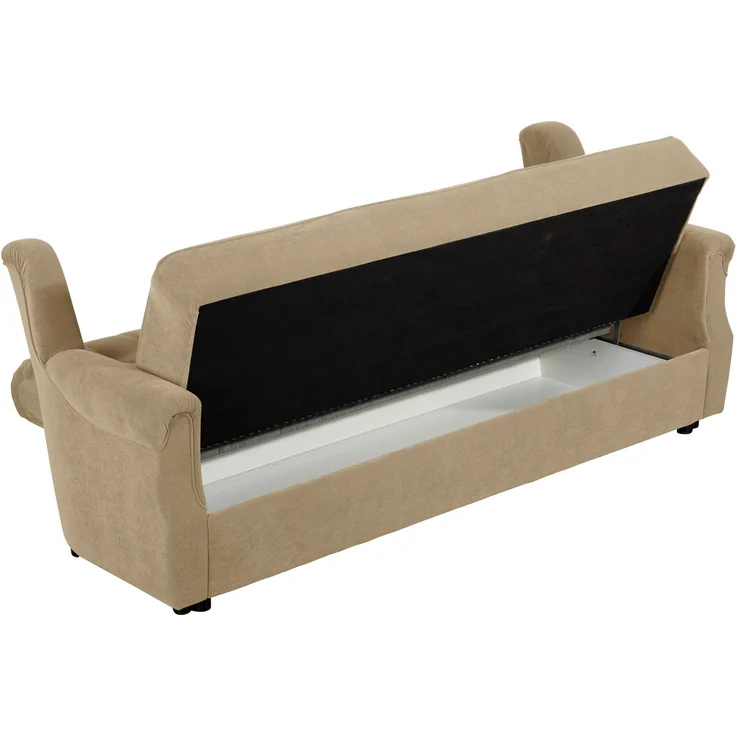 Sofa 3-Sitzer mit Bettfunktion Kaylyn Flockstoff sand – Bild 5
