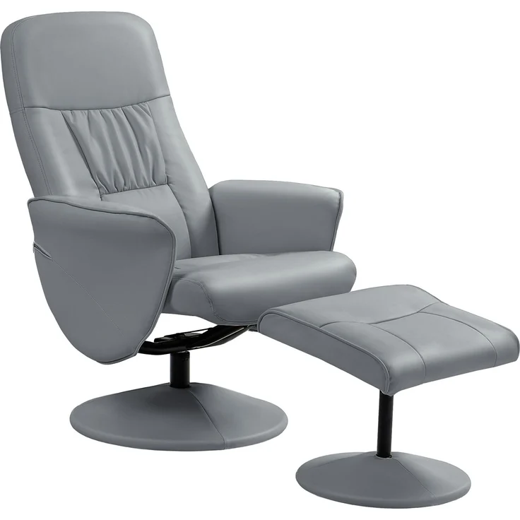 HOMCOM Relaxsessel, Metall, Kunstleder, Hellgrau, 81L x 76B x 101H cm – Bild 1