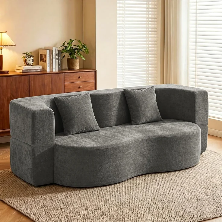 Aoxun Faltbares 3-Sitzer Gästebett & Schlafsofa, 200 cm breites XXL Bett in Orange – Bequeme Klappcouch für Wohnzimmer, Schlafzimmer als Lounge oder Gästebett,Grau – Bild 3
