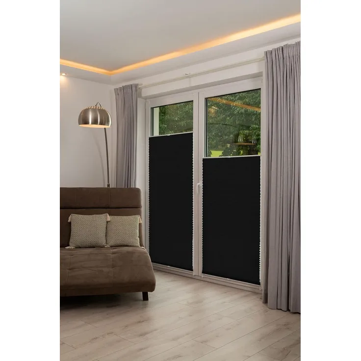 K-home 872765-1 Klemmfix-Plissee 40x130 cm (B x L) Anthrazit Lichtschutz +++ Moderne Crushed Optik +++