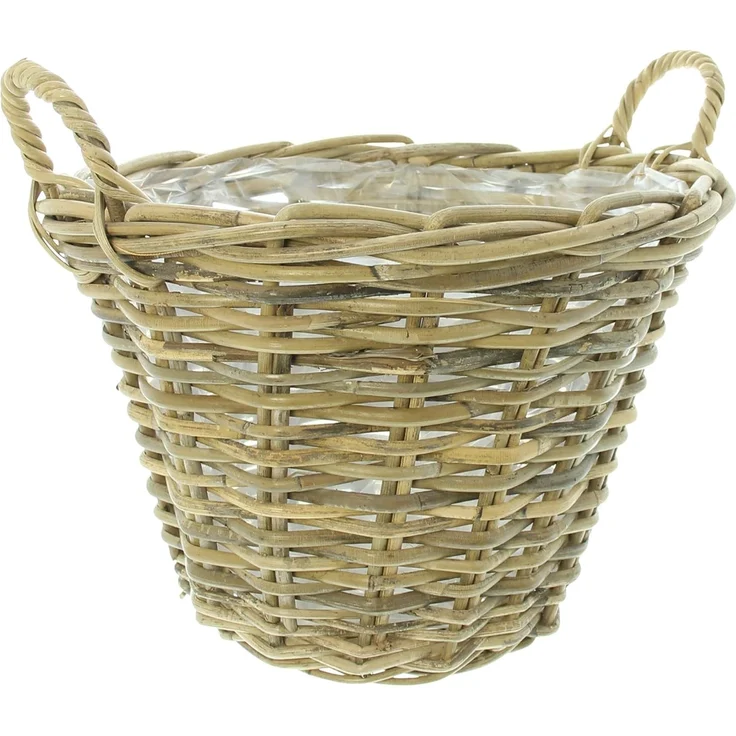 Pflanzkorb Spaltrattan Box Aufbewahrungskorb Schale Korb Flechtkorb Ø 35 cm – Bild 1