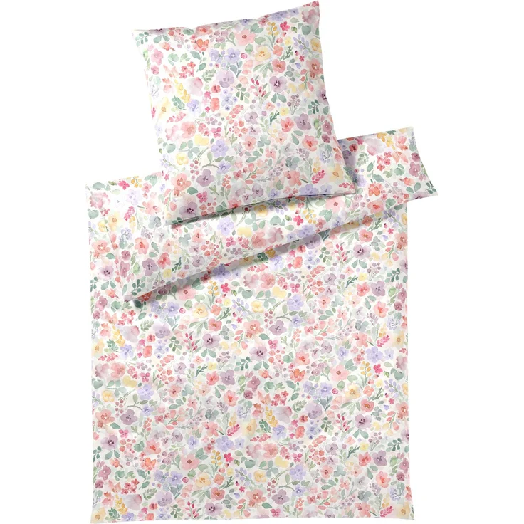 Elegante Seiden Satin Bettwäsche Gentle 24572-0 Blüten 135x200 – Bild 1