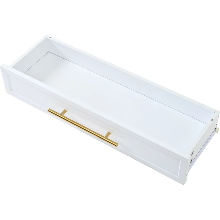 DESVIAE Schuhschrank mit 12 verstellbaren offenen Regalböden und 2 Schubladen 140x123,5x25 cm MDF Weiß – Bild 5