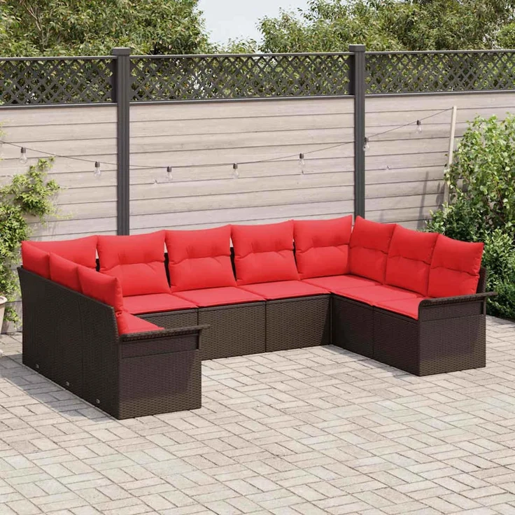 vidaXL Gartensofa-set mit Speicher 9 pcs Beige Poly-Rattan 3354193 – Bild 3
