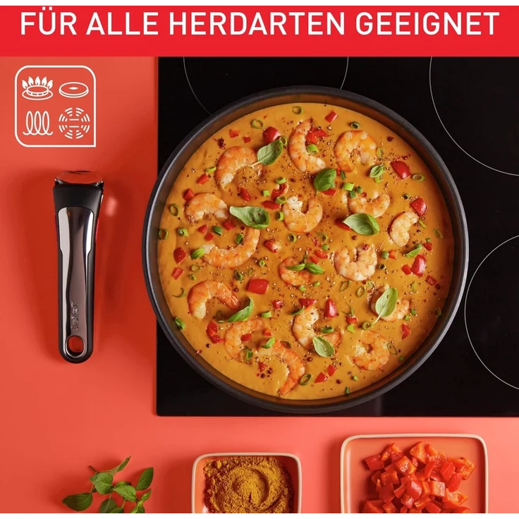 Tefal L97490 Ingenio Preference On 3-teiliges Pfannenset | stapelbar | Antihaftversiegelung | induktionsgeeignet | Thermo-Signal Temperaturanzeiger | Schwarz/Edelstahl, Groß – Bild 7