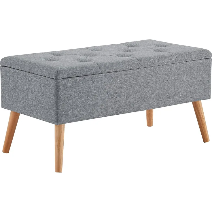 Zedelmaier Sitzbank mit Stauraum Sitztruhen Footstool Aufbewahrungsbox Stuhl Ottoman Polstersitz Moderne Möbel (Graues Leinen)