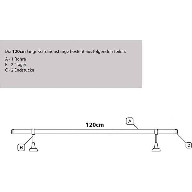 MDEKOR Gardinenstange komplette Ø 16 mm mit Endkappen, kürzbar, Wandmontage, 1-läufig, 120 cm Antik Gold – Bild 2