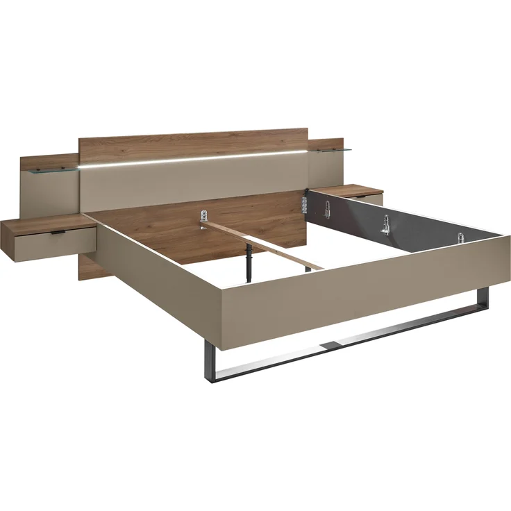 Schlafzimmer-Set >Danao< (2-teilig) Doppelbett + Kleiderschrank, Mauvella Oak Dekor / Kashmir – Bild 9