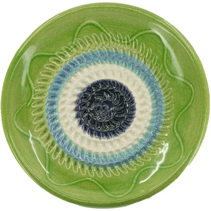 Kaladia Multireibe Reibeteller in Hellgrün& Blau, Keramik, handbemalte Küchenreibe - Made in Spain – Bild 1