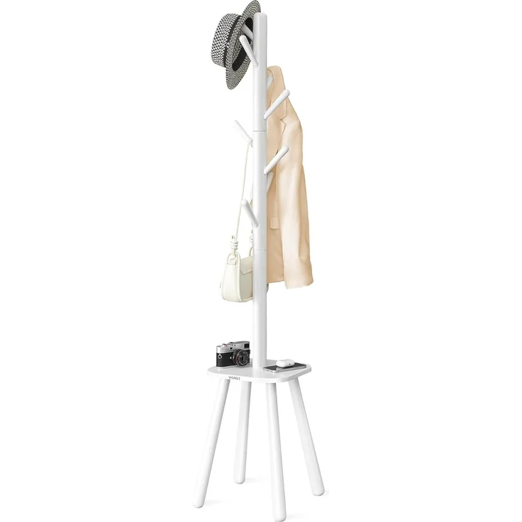 Vasagle Garderobenständer, Kleiderständer, mit 8 Haken und Ablagefläche, 170,5 cm hoch für Mäntel, Hüte, Taschen, Eingangsbereich, Flur, Schlafzimmer, wolkenweiß RCR033W01 – Bild 1