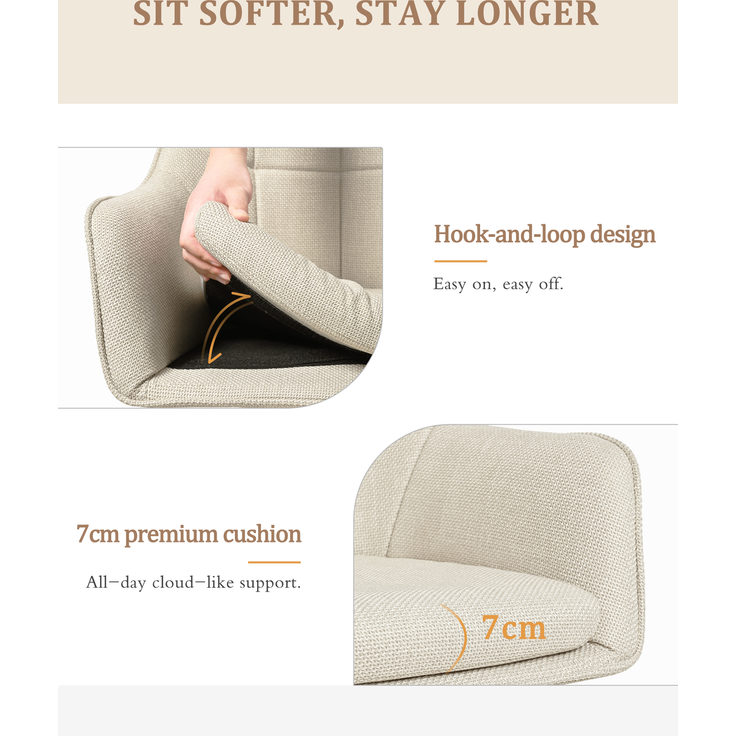 GOEURVANT 1437 Esszimmerstühle 6er-Set mit Armlehnen, 360° Drehbar, Webstoff - Beige Stoff – Bild 9