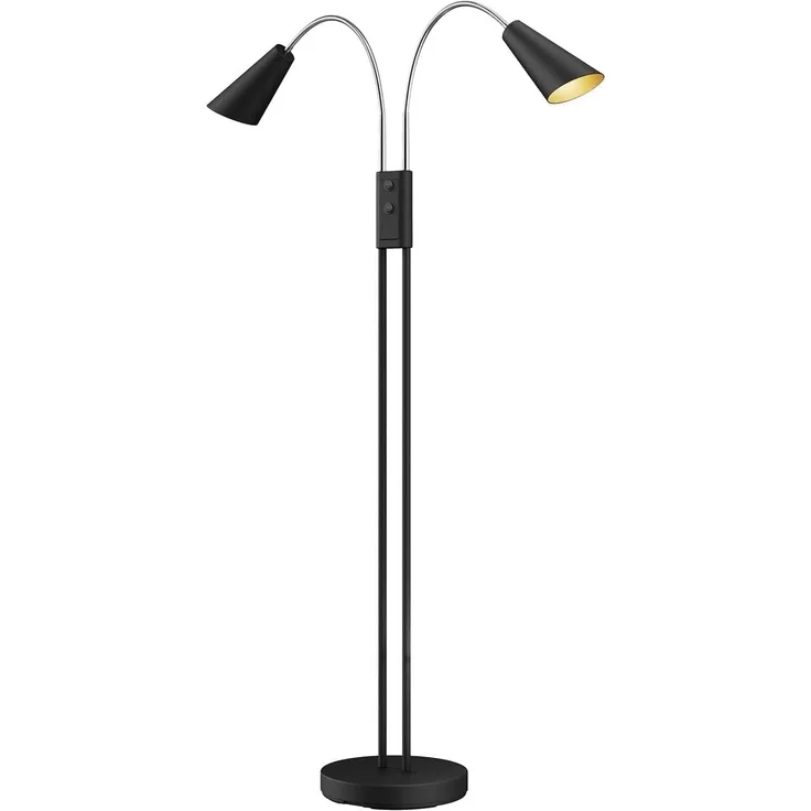 Lucande Stehlampe Medira, Metall, Schwarz IP20, 2x28 W