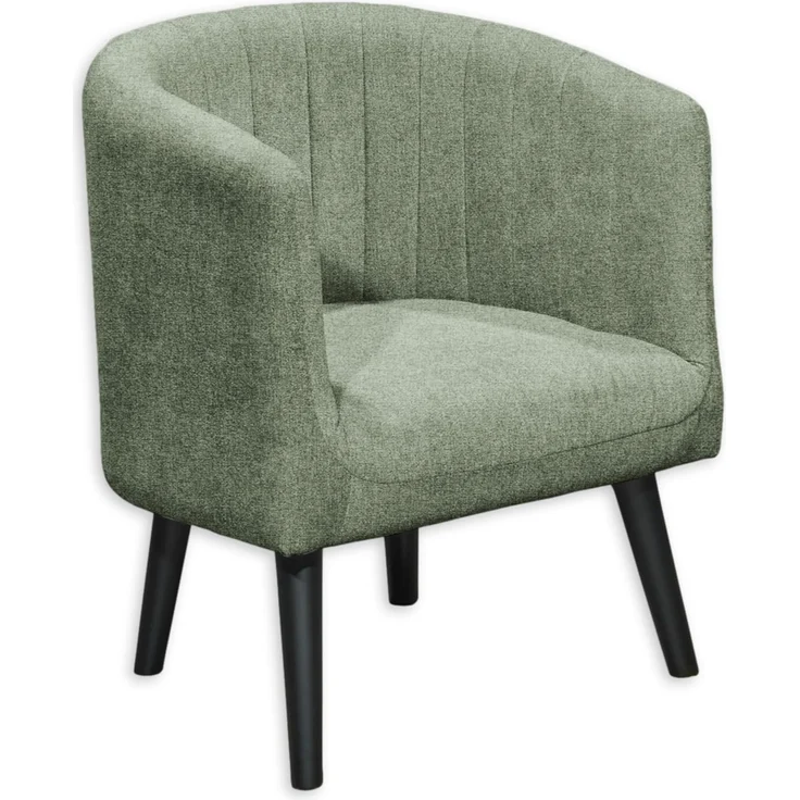 PAUL Loungesessel mit Armlehnen, Olive - Moderner Wohnzimmer Fernsehsessel gepolstert mit schwarzen Massivholz Füßen - 61 x 82 x 58 cm (B/H/T) – Bild 1
