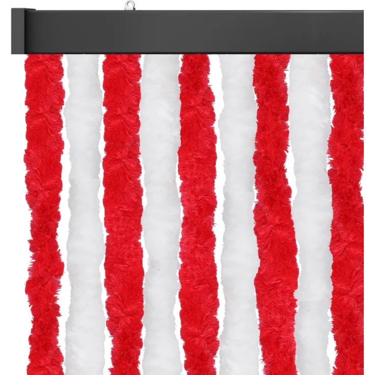 Flauschvorhang 100x200cm ( Rot-Weiß ), perfekter Insekten- und Sichtschutz für Ihre Balkon- und Terrassentür, viele Farben – Bild 1