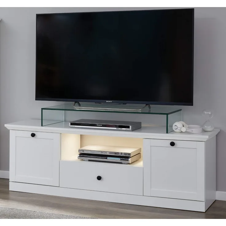 trendteam Lowboard Baxter (TV Unterschrank in Landhaus weiß, 140 x 49 cm), mit Stauraum