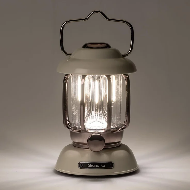 Skandika LED Gartenleuchte Campinglampe Forsol, Retro-Stil, Aufladbar, Tischlampe, Campingleuchte, stufenlos dimmbar, 4400mAh Akku, tragbar, Laterne Warmweiße Lichtfarbe – Bild 6
