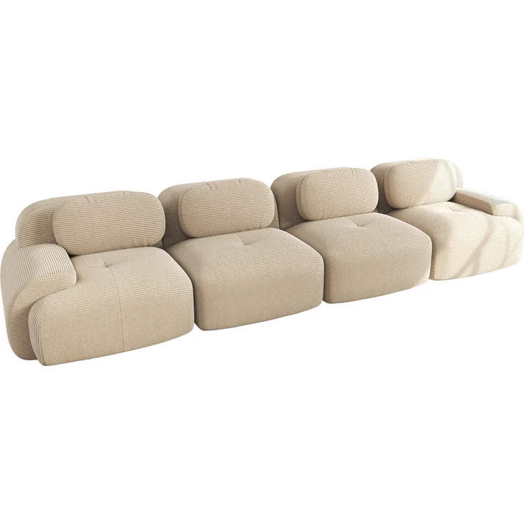 4-Sitzer-Sofa aus weichem Cordstoff,32D hochelastische Polsterung haustierfreundlich und ergonomisch vakuumverpackt frei kombinierbar ohne Montage für Schlafzimmer und Büro,Cordstoff,Beige, – Bild 5