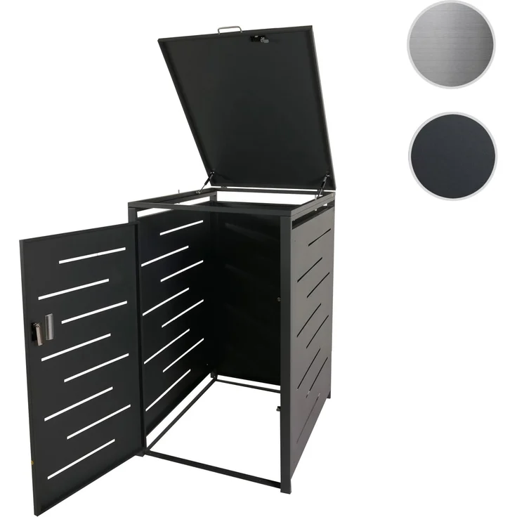 XL 1er-/2er-Mülltonnenverkleidung HWC-E83, Mülltonnenbox, erweiterbar 116x71x98cm ~ anthrazit, Stahl 39kg – Bild 10