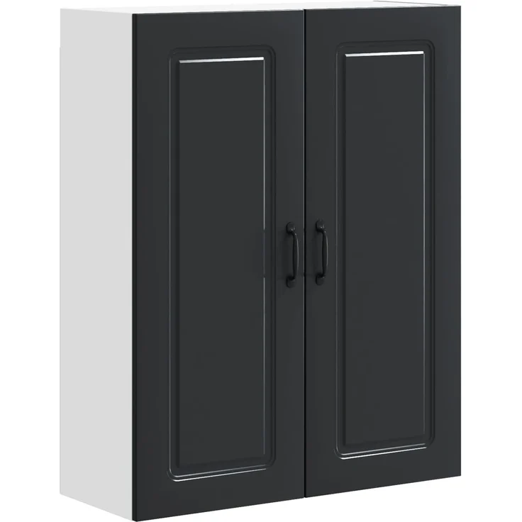 Hängeschrank, Küchenschrank Schwarz 80 x 31 x 100 cm Holzwerkstoff – Bild 1