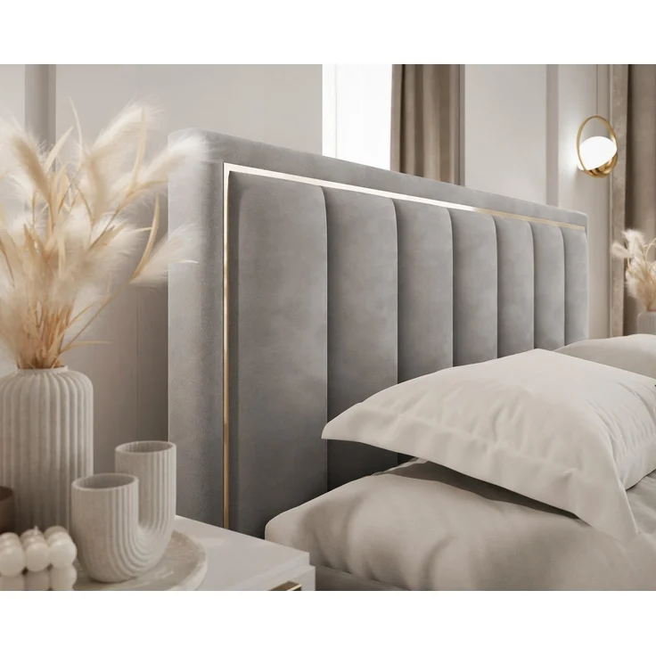 Lookway Polsterbett AURELIA mit Bettkasten und Metallgestell 180x200 – Jasmine 90, ohne Matratze – Bild 1