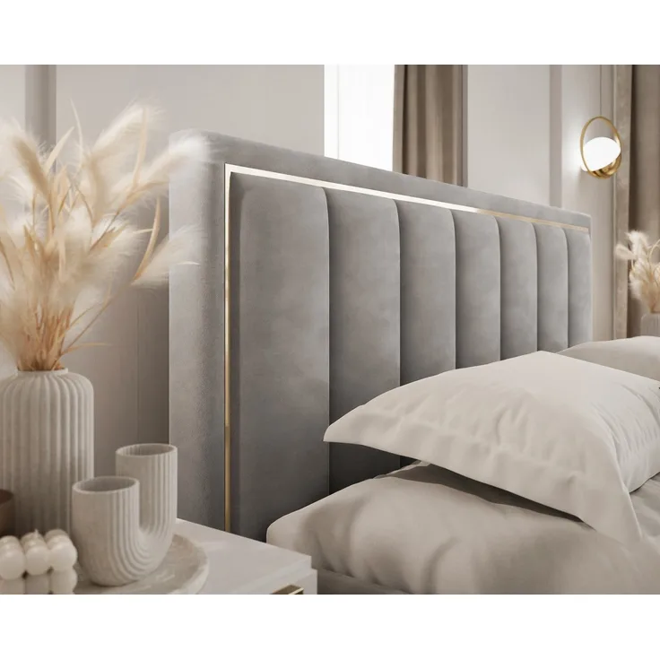 Lookway Polsterbett AURELIA mit Bettkasten und Metallgestell 180x200 – Jasmine 90, ohne Matratze