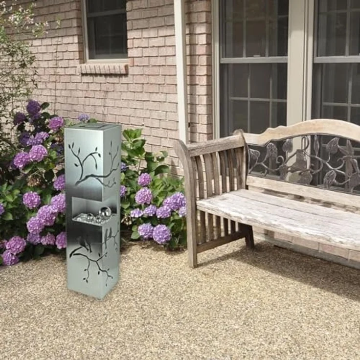 colourliving Dekosäule LED Edelstahlsäule Garten Gartensäule Dekosäule 100 cm mit Kugeln, inkl. Ein-/Ausschalter, inkl. Dämmerungssensor – Bild 2