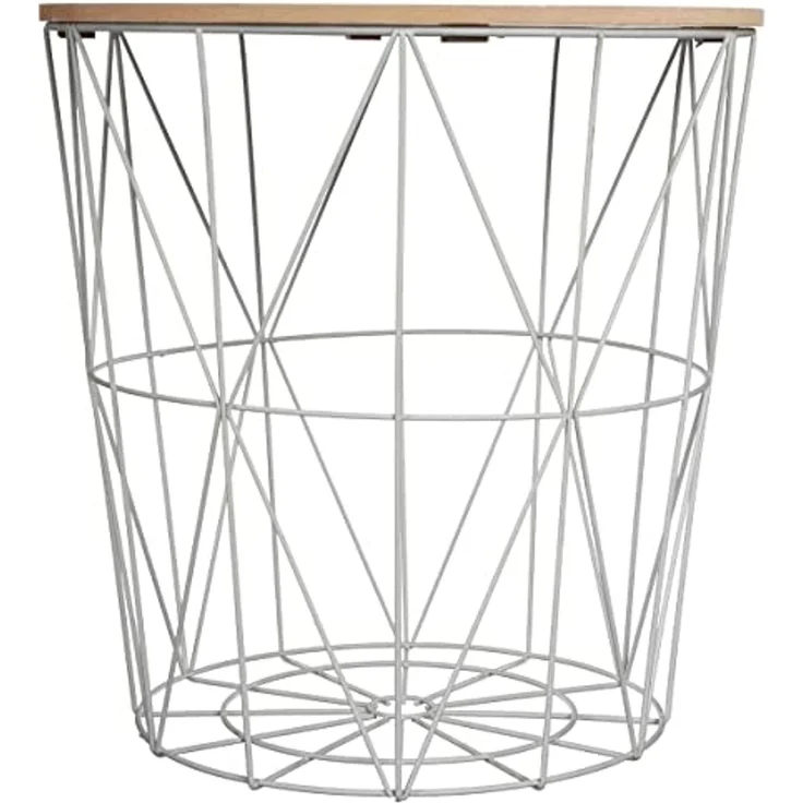 Korbtisch mit abnehmbarer Platte, MDF/ Metall Grau, Ø 39,5x41 cm – Bild 4