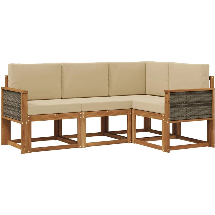 vidaXL Outdoor-Sofagarnitur 4 stk. 4-Sitzer Natur und Beige 3385169 – Bild 2
