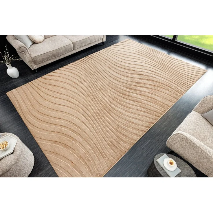 riess-ambiente Designteppich WAVE 230x160cm beiget · Kurzflor-Teppich mit Hoch-Tief-Effekt, rechteckig, Höhe: 10 mm, Wohnzimmer · Indoor · 3D-Effekt · Modern · Schlafzimmer – Bild 2