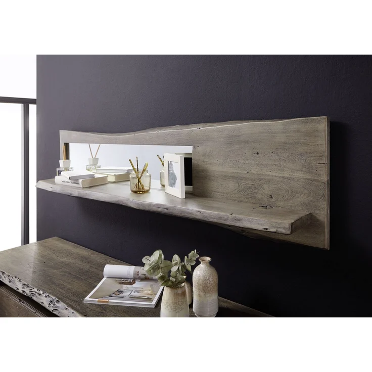 Wandregal Akazie 165x22x38 grau lackiert PURE ACACIA #906 – Bild 2