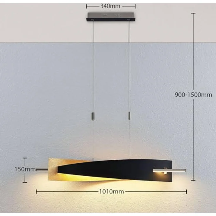 Lucande LED-Hängeleuchte Marija, 101 cm, dimmbar, schwarz-gold – Bild 4