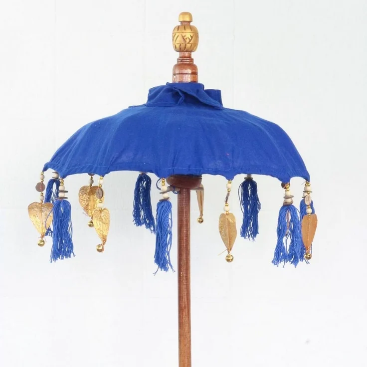 Oriental Galerie Sonnenschirm Kleiner Tischschirm aus Indonesien Blau Gold – Bild 2