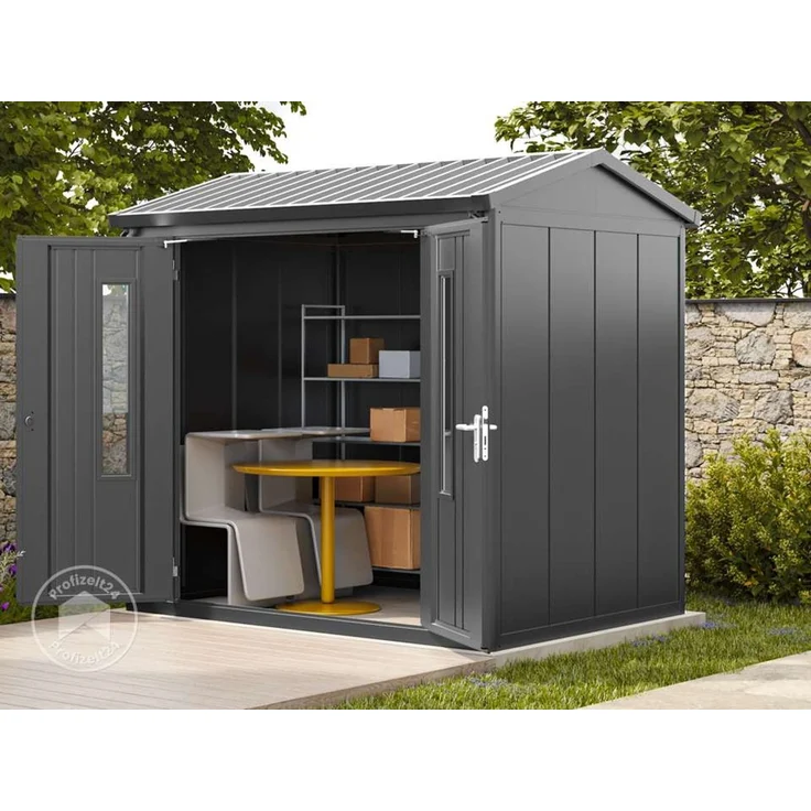 GFP Primeyard Gerätehaus Metall Gartenhaus 228x180x231 cm Geräteschuppen Satteldach anthrazit – Bild 2