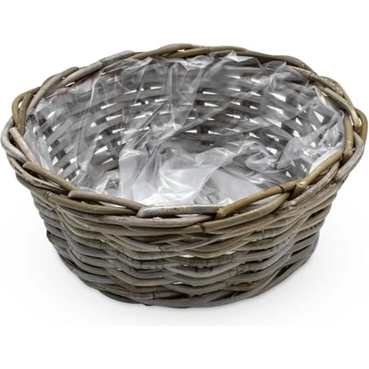 Spetebo Pflanzschale Geflochtener Weide Pflanzkorb natur - 30 cm (Anzahl, 1 St, 1), direkt bepflanzbar dank eingearbeiteter Folie – Bild 1