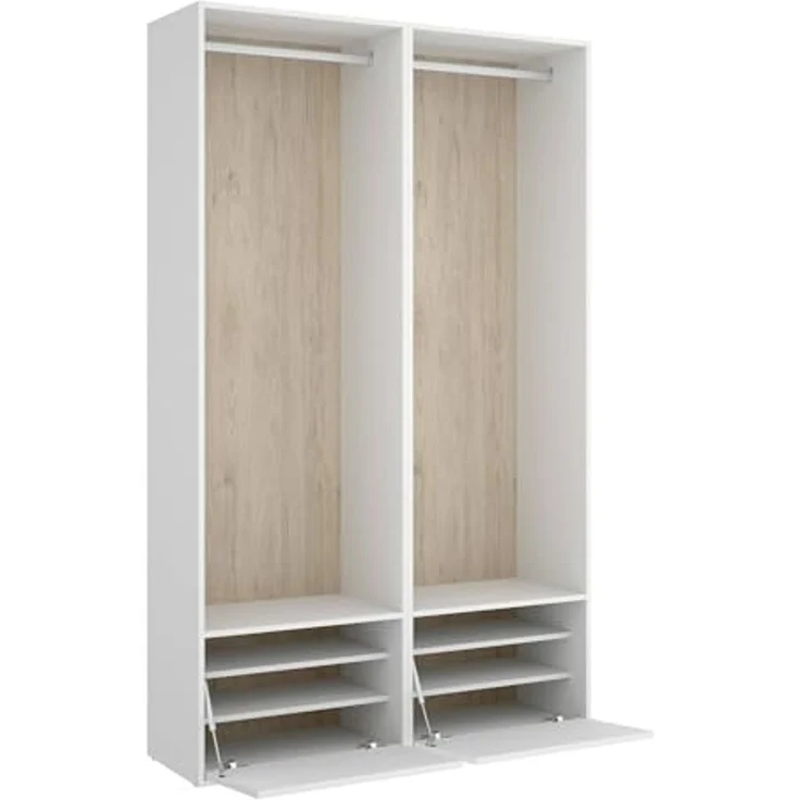 Dmora - Großer Kleiderschrank Brealone, Schlafzimmermöbel, Schrank, Garderobe, 120x45 h205 cm, Weiß und Eiche – Bild 4