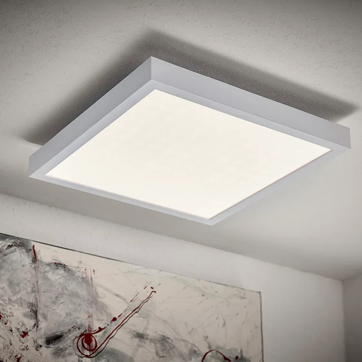 LED SmartHome Deckenleuchte per Fernbedienung und App steuerbar : Mit Glitzereffekt : Weiß