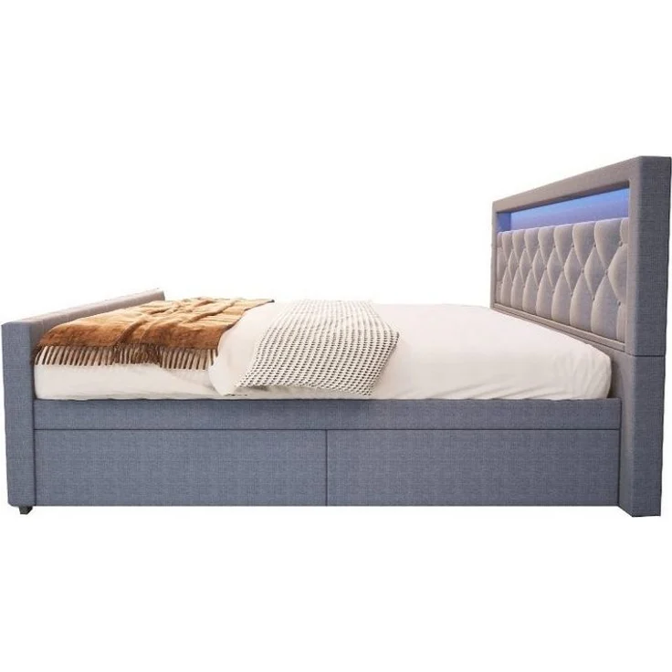 HOME DELUXE Polsterbett VELARA - 180 x 200 cm Dunkelgrau – Bild 2