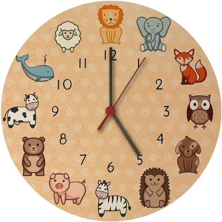 speecheese Wanduhr Kinderuhr mit süßen Tieren Wanduhr aus MDF