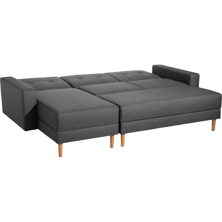 Funktionssofa mit Hocker Kattie Flachgewebe graphit – Bild 2