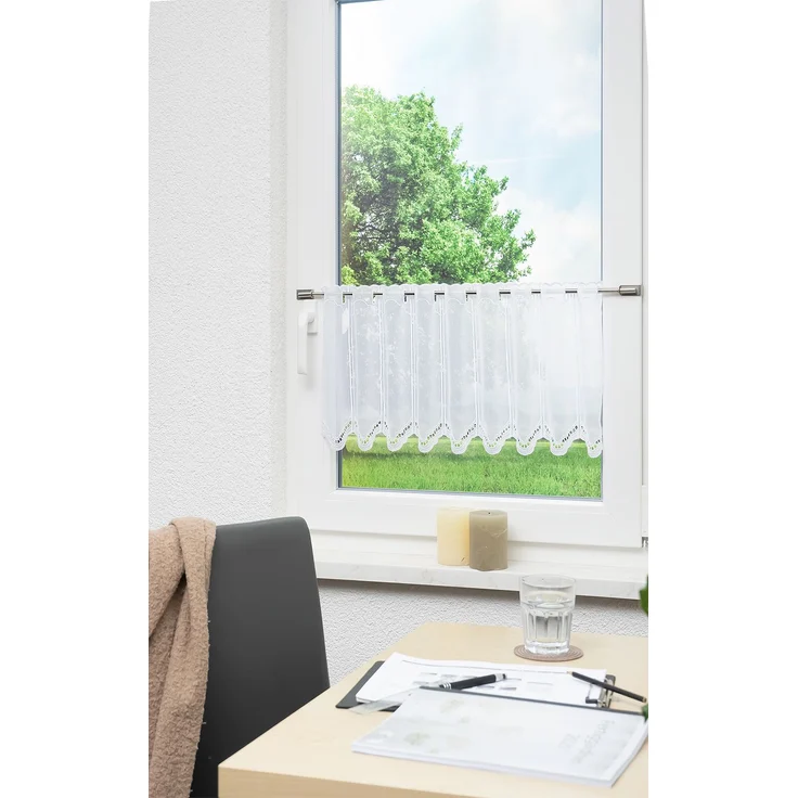 Scheibengardine von Lysel - Bogenmuster (Bx H) 108cm * 30cm reinweiß/Weiß – Bild 5