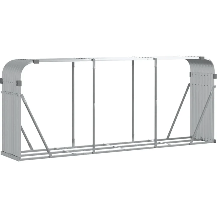 vidaXL Kaminholzunterstand Silbern 234x45x100 cm Verzinkter Stahl 364595 – Bild 10